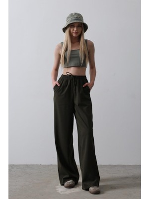 Emh Store Beli Lastikli Bol Paça Pantolon - Haki