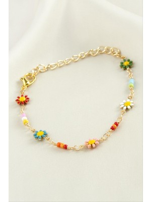 Zero Land Gld-Spt- Papatya Kum Boncuk Mineli Bileklik - Sarı