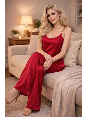 Jermo Kadın Saten Dokuma Detaylı 2 Li Pijama Takımı
