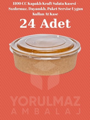Yorulmaz Ambalaj 1100 cc Kapaklı Kraft Salata Kasesi – Sızdırmaz, Dayanıklı, Paket Servise Uygun Kullan At Kase (24 Adet)