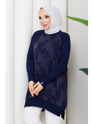 Pamuk Butik Kadın Fırça Desenli Ipek Kupra Tunik -PMK528