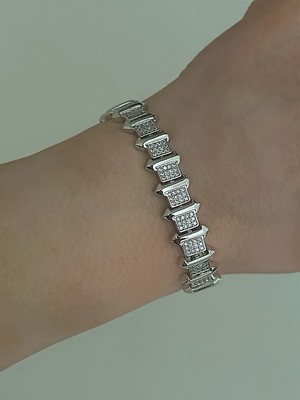 QA Quella Accessories Xuping Zirkon Taş Taç  14 Ayar Gümüş Kaplama Silver Bileklik 16+2 cm