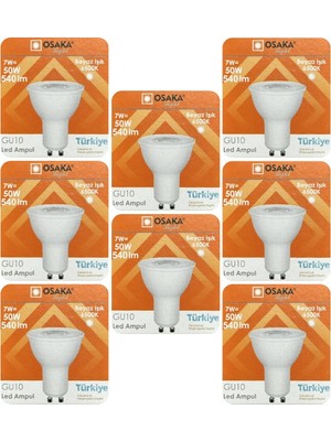 Avarson (8 Adet) Osaka 7W (50W) Beyaz Işık (6500K) GU10 Duylu LED Spot Ampul