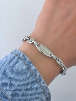 QA Quella Accessories Çelik Badem  Geçmeli Gümüş Zincir Bileklik 16+5 cm