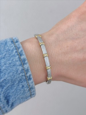 QA Quella Accessories Rodyum x   Zirkon Gümüş-Gold Kelepçe Bileklik Iç Çapı: 5,7 cm Çevresi: 19 cm