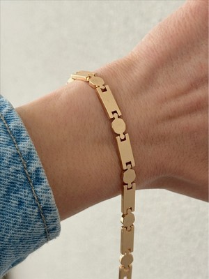 QA Quella Accessories Xuping Daire Plaka 14 Ayar Soft Rose-Gold Bileklik 18 cm