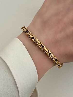 QA Quella Accessories Çelik Ince Figaro  Unisex Gold Zincir Bileklik 21 cm