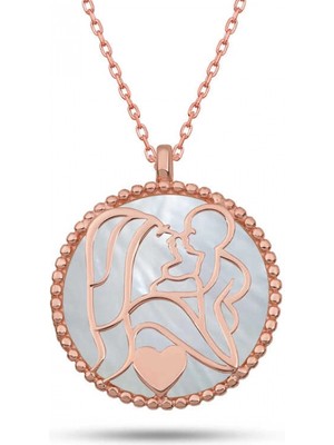 Supertrend Gümüş Rose Sedef Taşlı Anne Çocuk Sevgisi Kolye