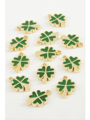 Zero Land Gld-Spt- Yonca Tek Kulplu Mineli Bileklik ve Kolye Ucu Atı 1 Adet - Ebruli