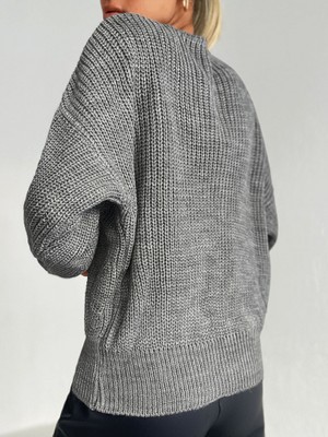 Emh Store Kadın Uzun Kollu Düğme Detay Triko Hırka