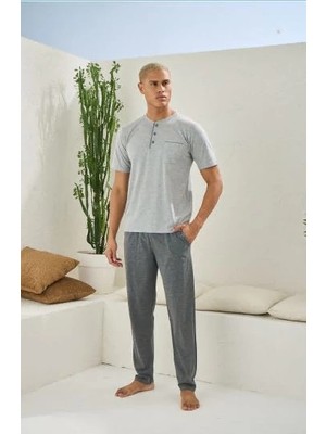 Kocabey 2090 Erkek Midi Yaka Pijama Takım