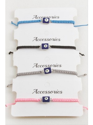 Zero Land Gld-Spt- Kare Nazar Makrome Örgülü Bileklik - Pembe