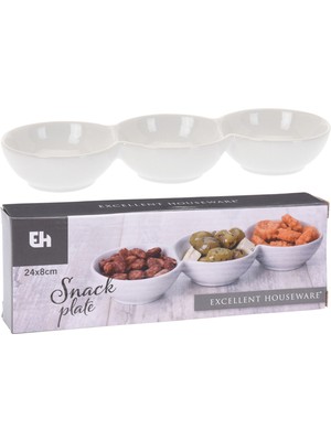 Koopman Porselen 3 Bölmeli Sunum Tabak 24 x 8 cm 5 Adet