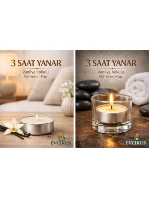 Mumline Evcikuş Vanilya Kokulu Tealight Mum 4’lü – 3 Saat Yanma Süresi – Dekoratif & Ortam Kokusu