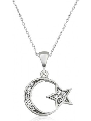Supertrend Gümüş Ay Yıldız Bayan Kolye