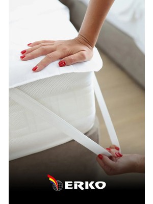 Erko Dört Mevsim Çift Kişilik Dört Köşe Lastikli Su Sıvı Geçirmez Yatak Koruyucu Alez Pamuk Yüzey