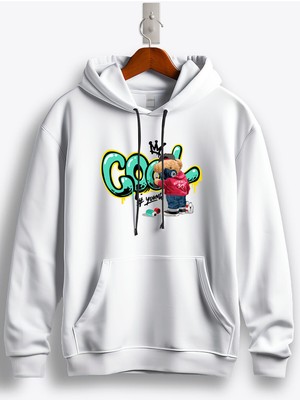 MGAX Sevimli Ayı Havalı Genç Baskılı Regular Kapşonlu Sweatshirt