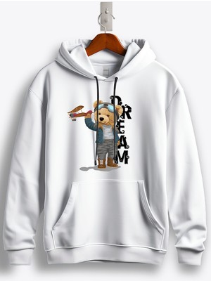 MGAX Sevimli Ayı Dream Pilot Baskılı Regular Kapşonlu Sweatshirt