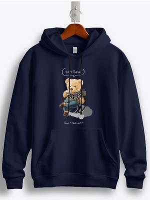 MGAX Sevimli Ayı Just Relax Baskılı Regular Kapşonlu Sweatshirt