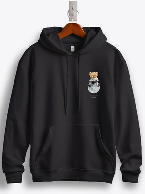 MGAX Sevimli Ayı I Need My Space Arma Baskılı Regular Kapşonlu Sweatshirt