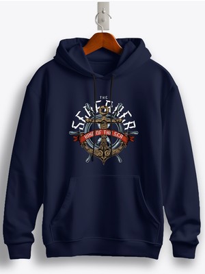 MGAX Denizlerin Kralı Baskılı Regular Kapşonlu Sweatshirt