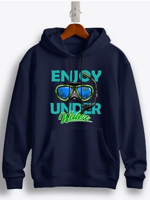 MGAX Dalgıç Scuba Diving Enjoy Under Water Baskılı Regular Kapşonlu Sweatshirt