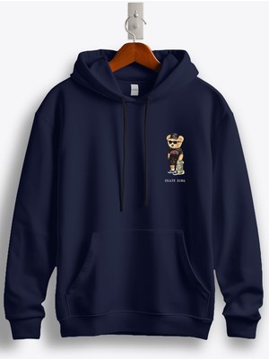 MGAX Sevimli Ayı Skate King Arma Baskılı Regular Kapşonlu Sweatshirt