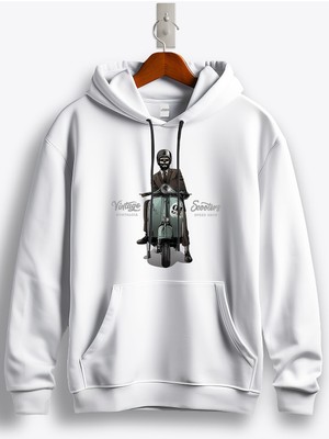 MGAX Vintage Nostalgia Scooter Baskılı Regular Kapşonlu Sweatshirt