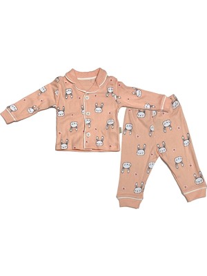 Tavşan Baskılı Kız Bebek Pijama Takımı