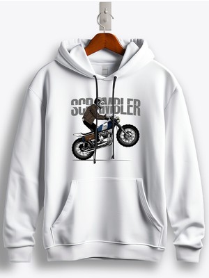 MGAX Motosiklet Scrambler Skull Baskılı Regular Kapşonlu Sweatshirt