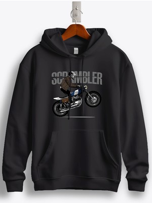 MGAX Motosiklet Scrambler Skull Baskılı Regular Kapşonlu Sweatshirt