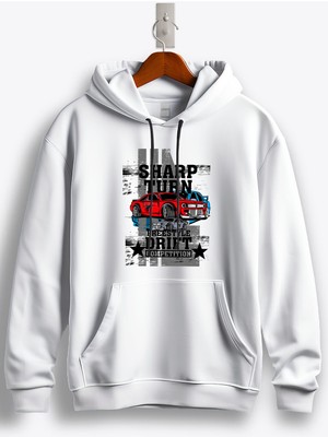 MGAX Araba Freestyle Drift Competetion Baskılı Regular Kapşonlu Sweatshirt