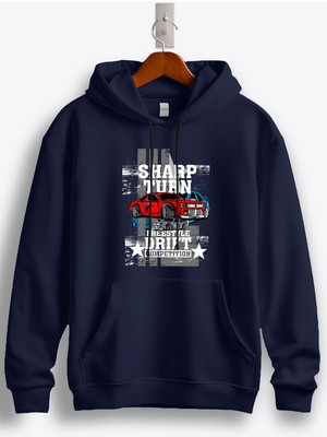MGAX Araba Freestyle Drift Competetion Baskılı Regular Kapşonlu Sweatshirt