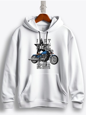 MGAX Motosiklet Sıcak Yollarda Serin Sürüşün Tadını Çıkar Baskılı Regular Kapşonlu Sweatshirt