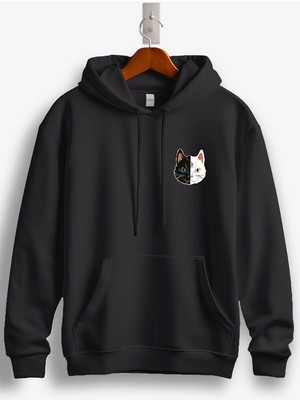 MGAX Kedili Moon Cat Arma Baskılı Regular Kapşonlu Sweatshirt