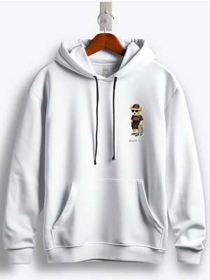 MGAX Sevimli Ayı Skate King Arma Baskılı Regular Kapşonlu Sweatshirt