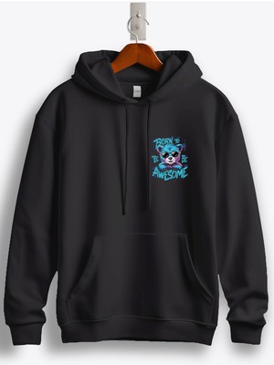 MGAX Sevimli Ayı Born To Be Awesome Arma Baskılı Regular Kapşonlu Sweatshirt