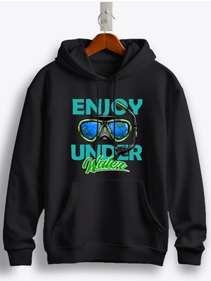 MGAX Dalgıç Scuba Diving Enjoy Under Water Baskılı Regular Kapşonlu Sweatshirt