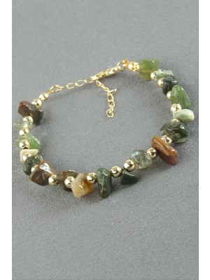 Zero Land Gld-Spt- Hint Akik Kırık Doğaltaş Bileklik - Ebruli