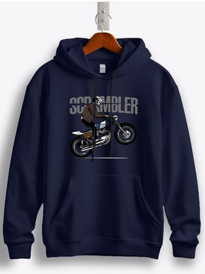 MGAX Motosiklet Scrambler Skull Baskılı Regular Kapşonlu Sweatshirt
