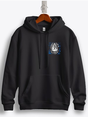 MGAX Denizci Yelkenli Arma Baskılı Regular Kapşonlu Sweatshirt