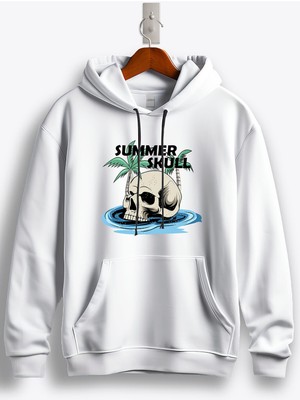 MGAX Deniz Summer Skull Baskılı Regular Kapşonlu Sweatshirt