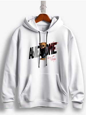 MGAX Sevimli Ayı Awesome Born With Style Baskılı Regular Kapşonlu Sweatshirt