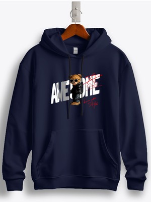 MGAX Sevimli Ayı Awesome Born With Style Baskılı Regular Kapşonlu Sweatshirt