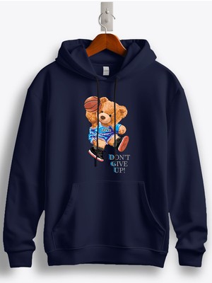 MGAX Basketbol Sevimli Ayı Don't Give Up Baskılı Regular Kapşonlu Sweatshirt