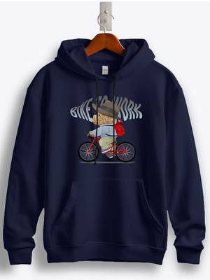 MGAX Sevimli Ayı Bike To Work Baskılı Regular Kapşonlu Sweatshirt