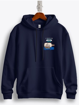 MGAX Denizci Smooth Sea Never Made Sailor Arma Baskılı Regular Kapşonlu Sweatshirt