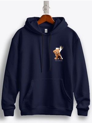 MGAX Sevimli Ayı Born To Be King Arma Baskılı Regular Kapşonlu Sweatshirt