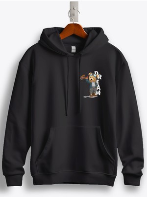 MGAX Sevimli Ayı Dream Pilot Arma Baskılı Regular Kapşonlu Sweatshirt
