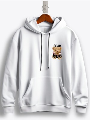 MGAX Sevimli Ayı Hug Arma Baskılı Regular Kapşonlu Sweatshirt